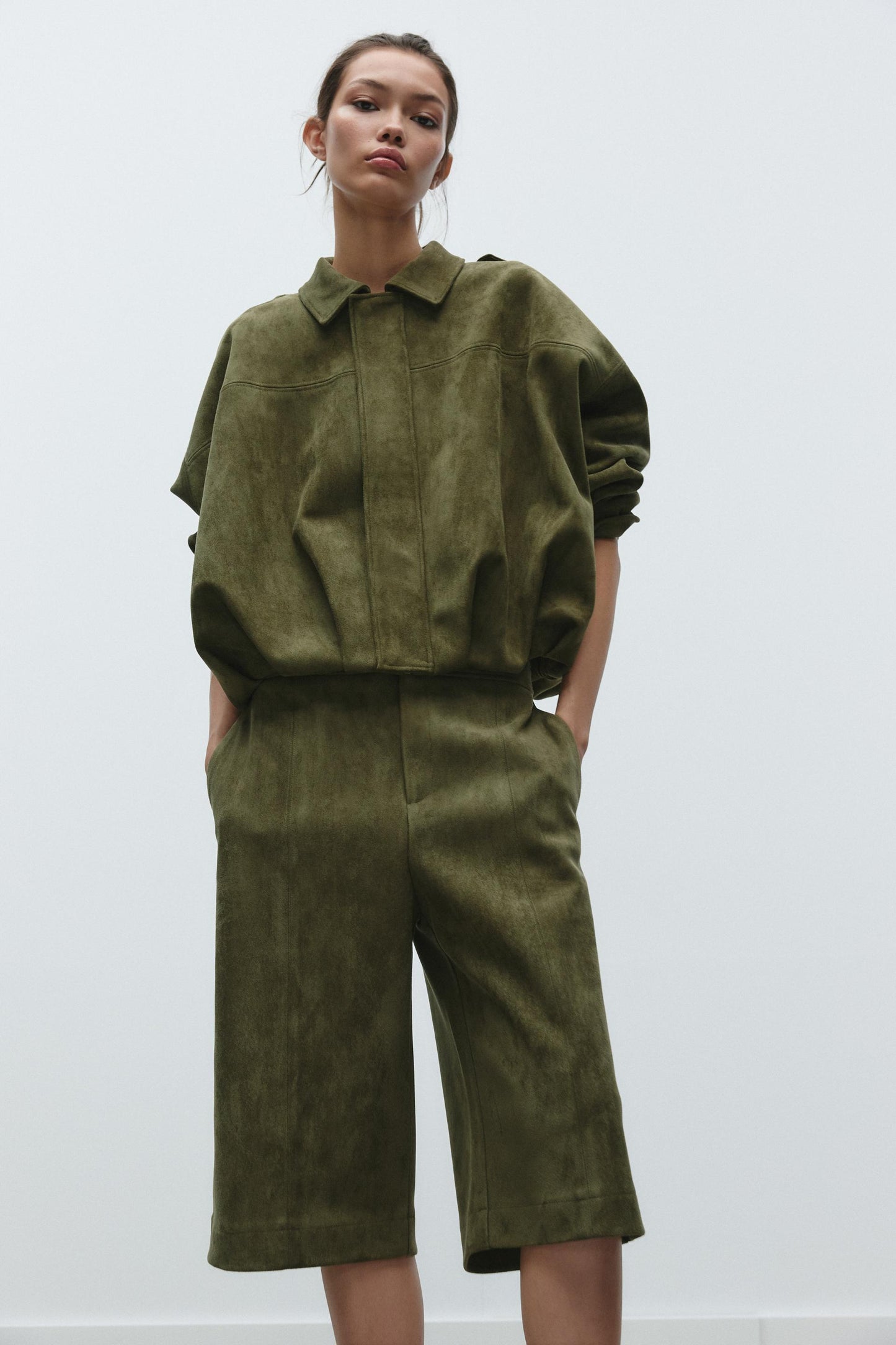 FAUX SUEDE BOMBER JACKET