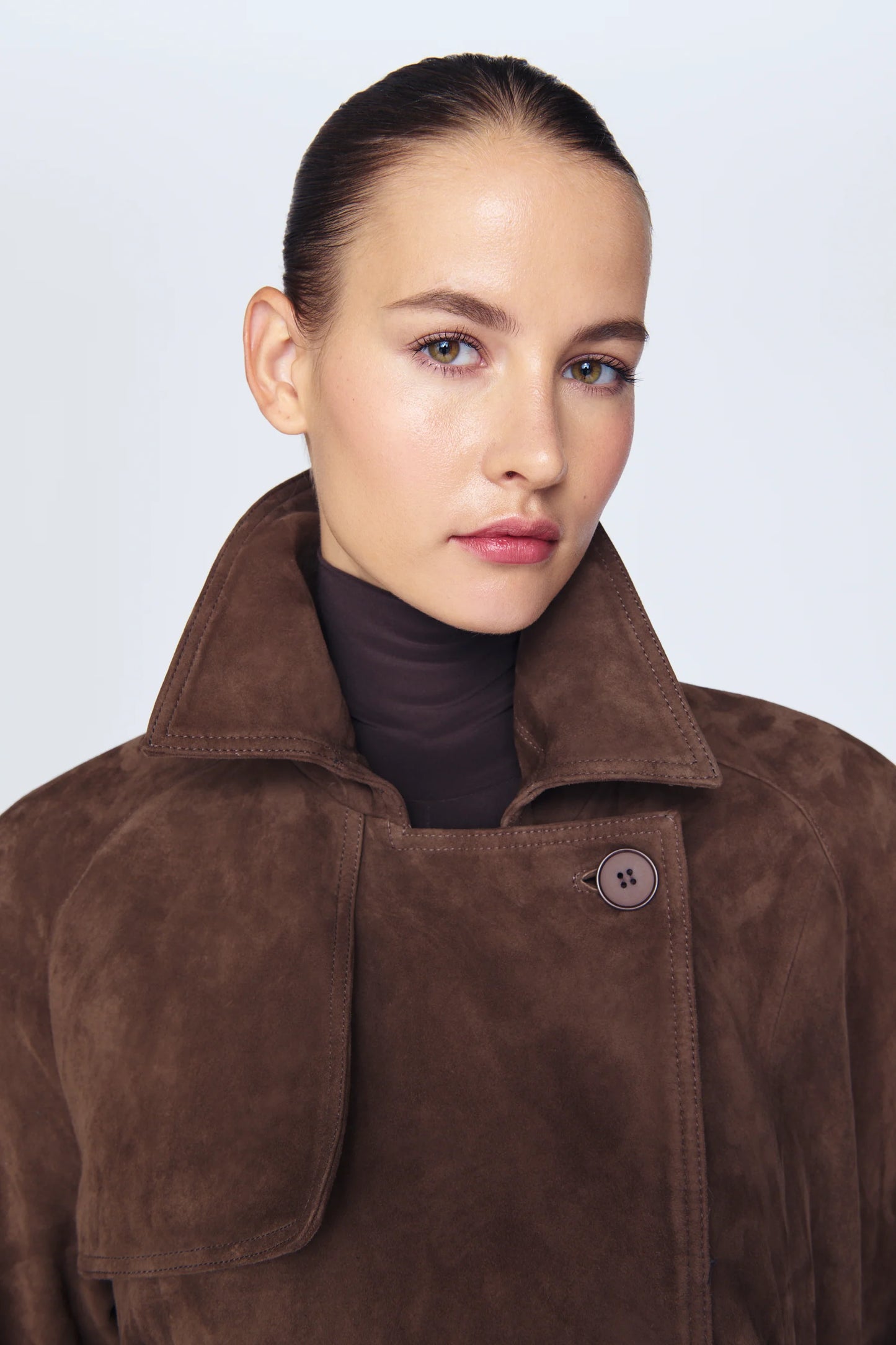Eva Suede Trench Coat - Mocha
