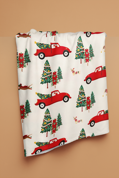 Christmas Car Fleece Throw