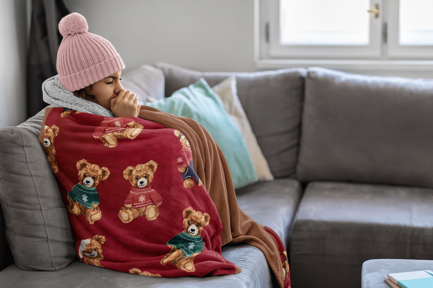 Christmas Teddy Fleece Throw