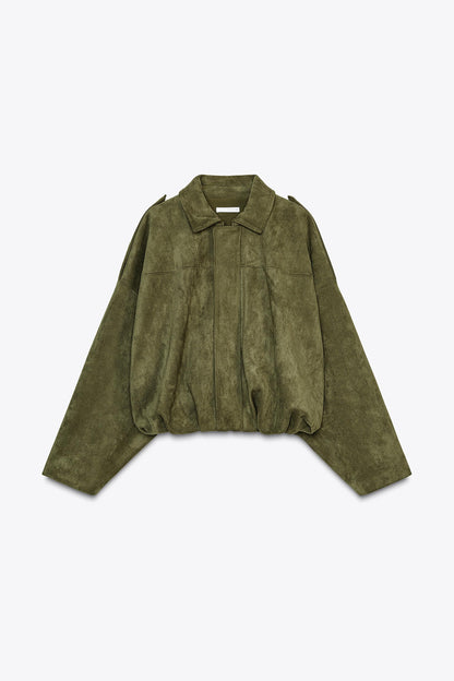 FAUX SUEDE BOMBER JACKET