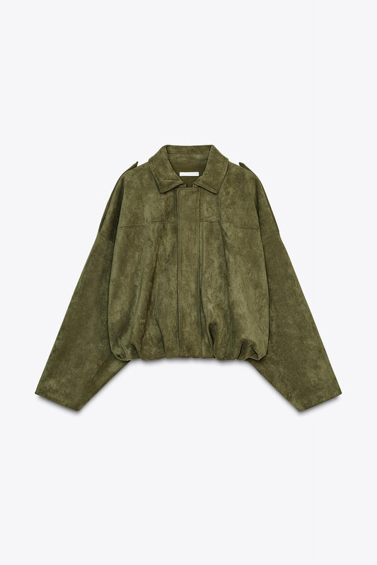 FAUX SUEDE BOMBER JACKET