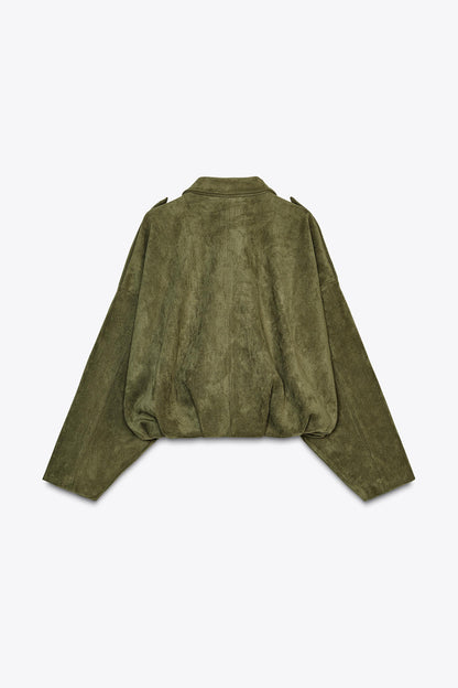 FAUX SUEDE BOMBER JACKET