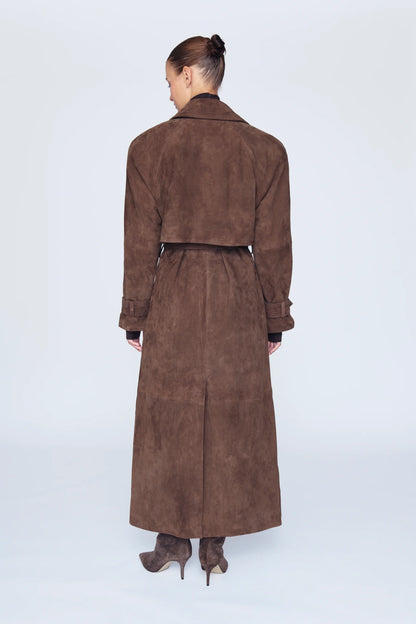 Eva Suede Trench Coat - Mocha