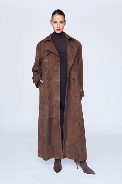 Eva Suede Trench Coat - Mocha