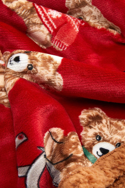 Christmas Teddy Fleece Throw