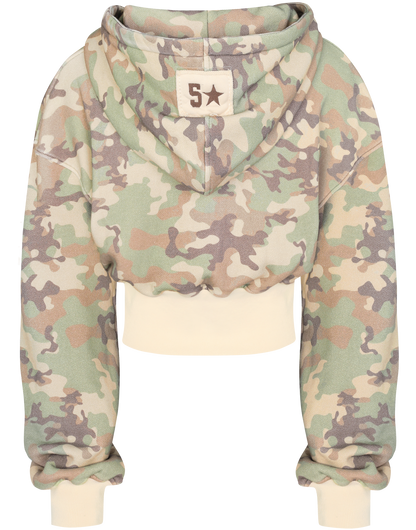 Camo Cropped Zip Hoodie