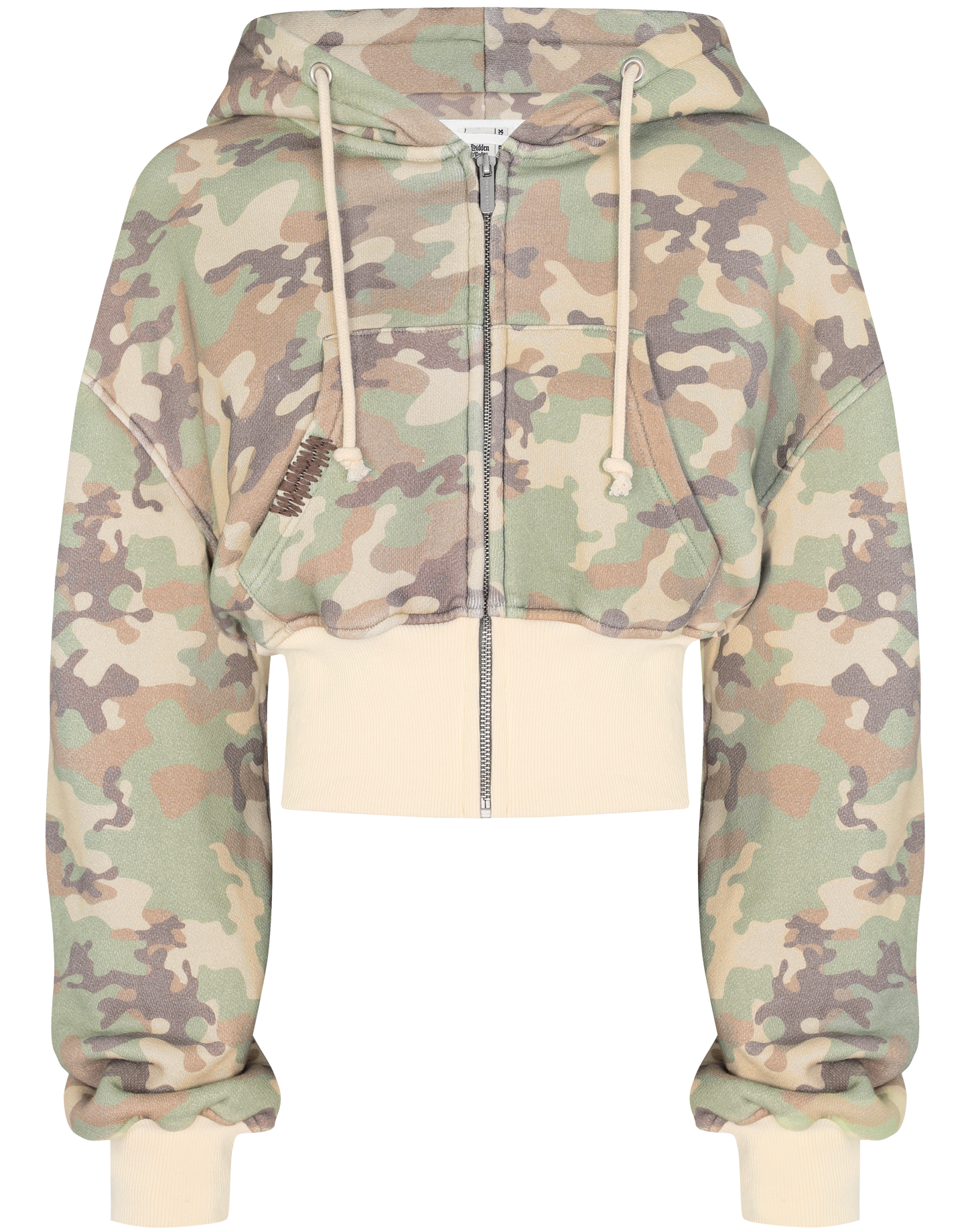 Camo Cropped Zip Hoodie