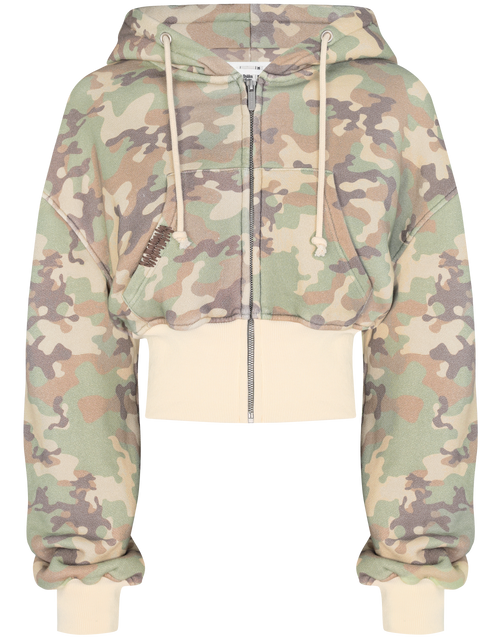 Camo Cropped Zip Hoodie