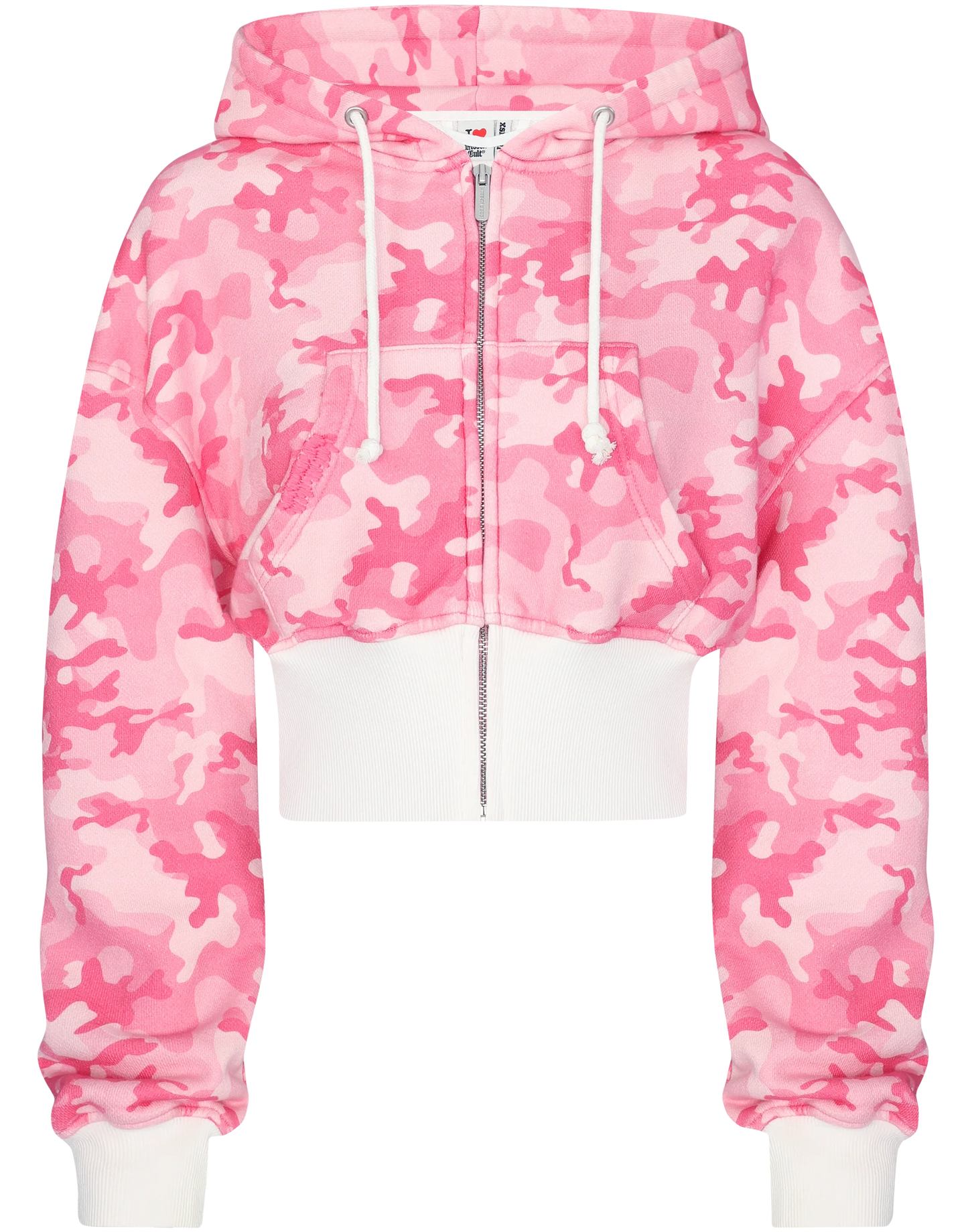 Camo Cropped Zip Hoodie