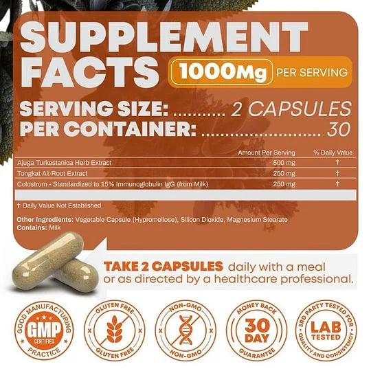 Turkesterone + Tongkat Ali | Natural Muscle Support & Recovery Capsules (1000mg)