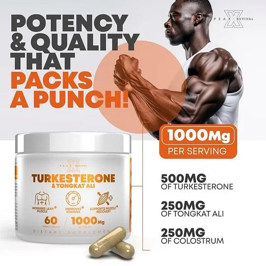 Turkesterone + Tongkat Ali | Natural Muscle Support & Recovery Capsules (1000mg)