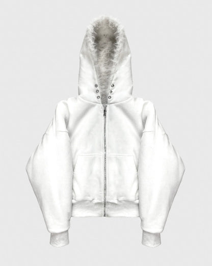 YETI FUR REVERSIBLE ZIP HOODIE JACKET