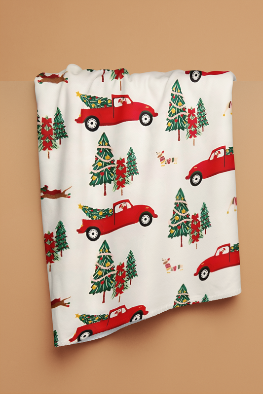 Christmas Car Fleece Throw