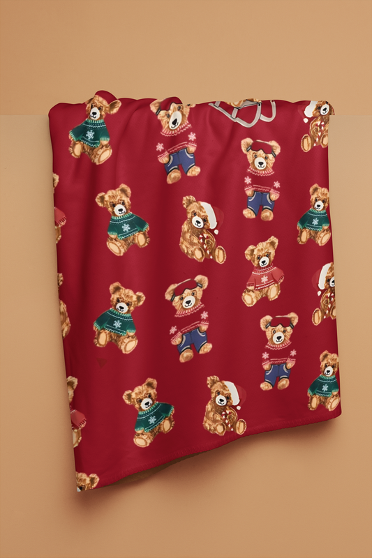 Christmas Teddy Fleece Throw