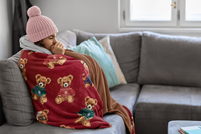 Christmas Teddy Fleece Throw